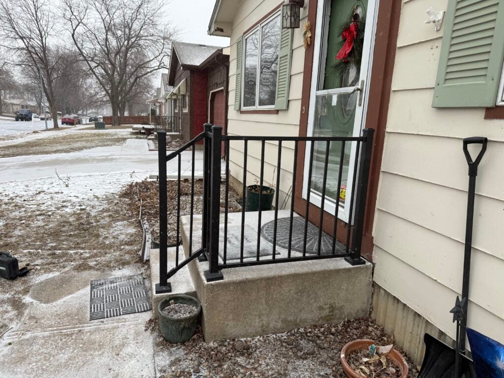 Metal Entry Railing Installation in Sioux Falls